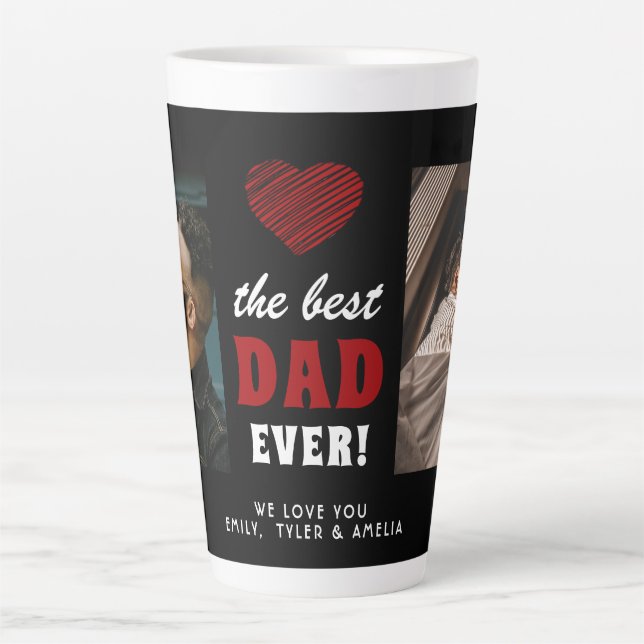 Best Dad Ever Red Heart Black 2 Photo  Latte Mug (Front)