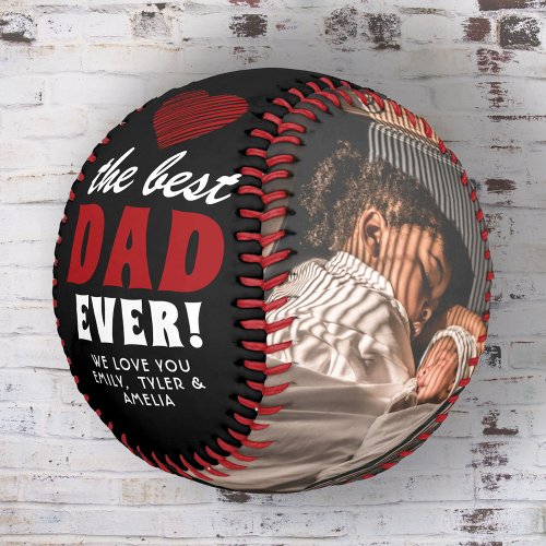 Best Dad Ever Red Heart Fathers Day 2 Photo Baseball