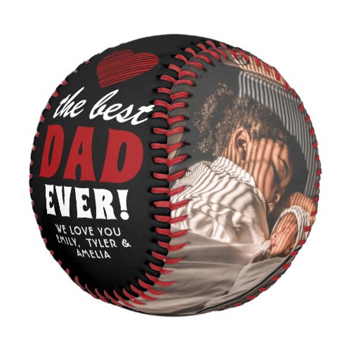 Best Dad Ever Red Heart Fathers Day 2 Photo Baseball