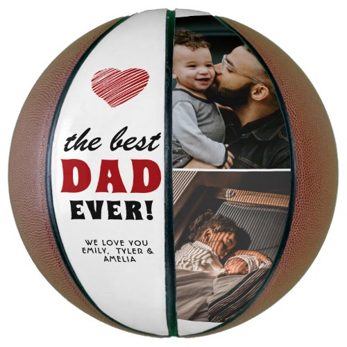 Best Dad Ever Red Heart Fathers Day 2 Photo Basketball