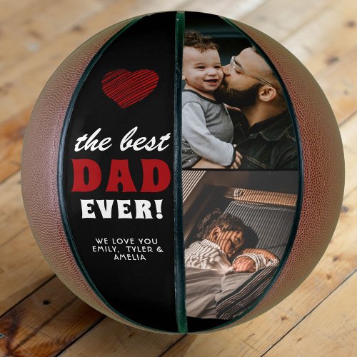 Best Dad Ever Red Heart Fathers Day 2 Photo Basketball
