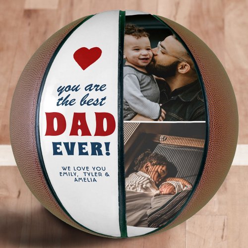 Best Dad Ever Red Heart Fathers Day 2 Photo Basketball