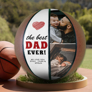 Best Dad Ever Red Heart Father`s Day 2 Photo Basketball