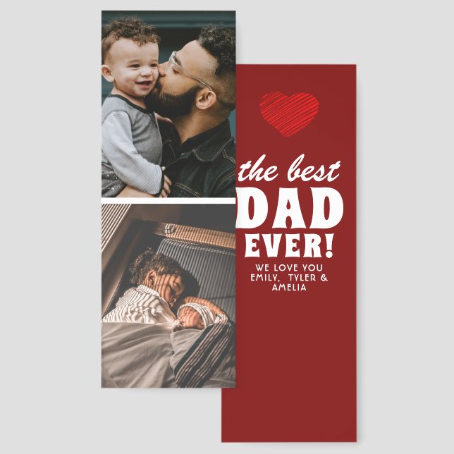 Best Dad Ever Red Heart Father`s Day 2 Photo Bookmarks (Front & Back)
