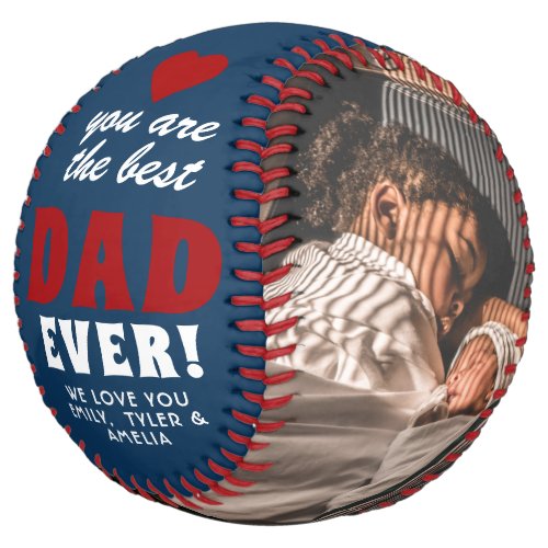 Best Dad Ever Red Heart Father`s Day 2 Photo Softball - Best Dad Ever Red Heart Father`s Day 2 Photo Softball. Personalize it with two photos and names. You can change any text on the softball or erase it. This personalized softball is a perfect gift for a dad or a new dad on a Father`s Day.