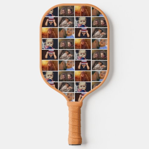 Best Dad Ever Red Leather Print 6 Photo Collage Pickleball Paddle