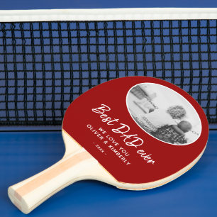 Best Dad Ever Red Modern Cute Father`s Day Photo Ping Pong Paddle