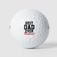 Best Dad Ever Red Monogrammed Father's Day Golf Balls
