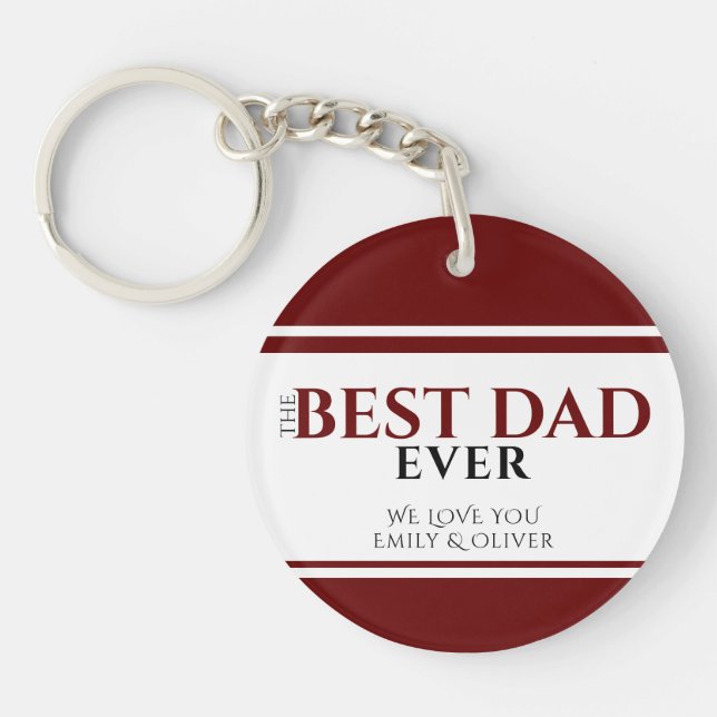 Best Dad Ever Red Stripe Father`s Day Keepsake Keychain (Front)