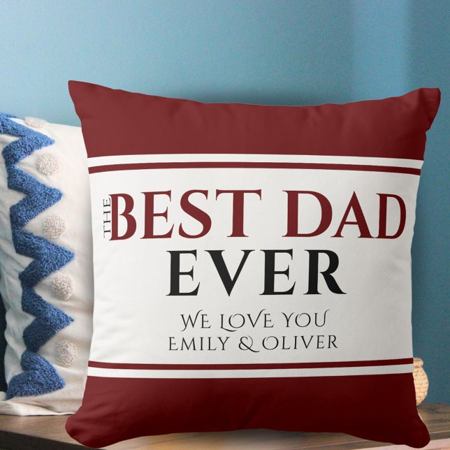 Best Dad Ever Red Stripe Father`s Day Keepsake Throw Pillow (Creator Uploaded)