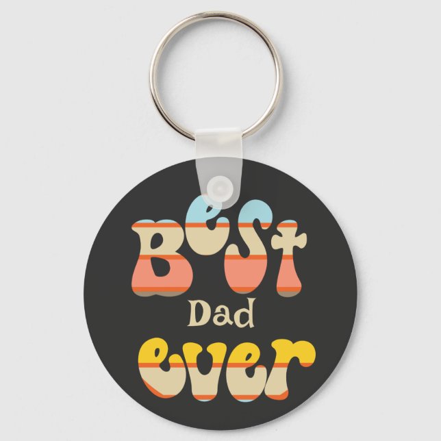 Best Dad Ever Retro Keychain (Front)