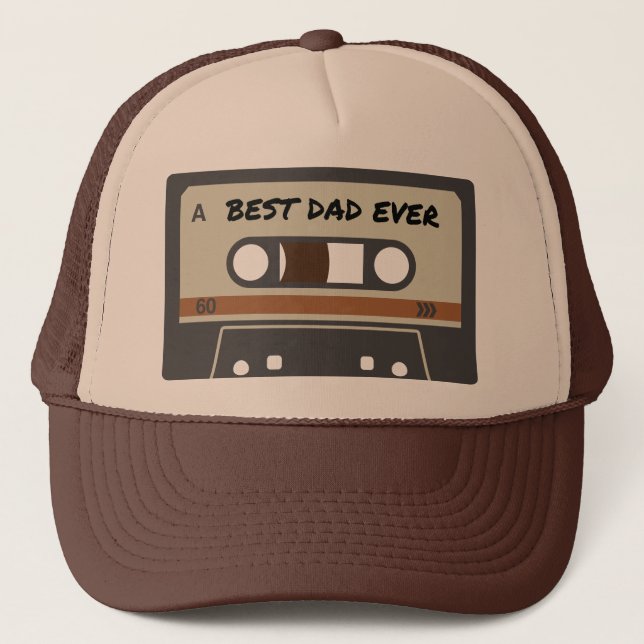 Best Dad Ever Retro Mixtape Minimalist Trucker Hat (Front)