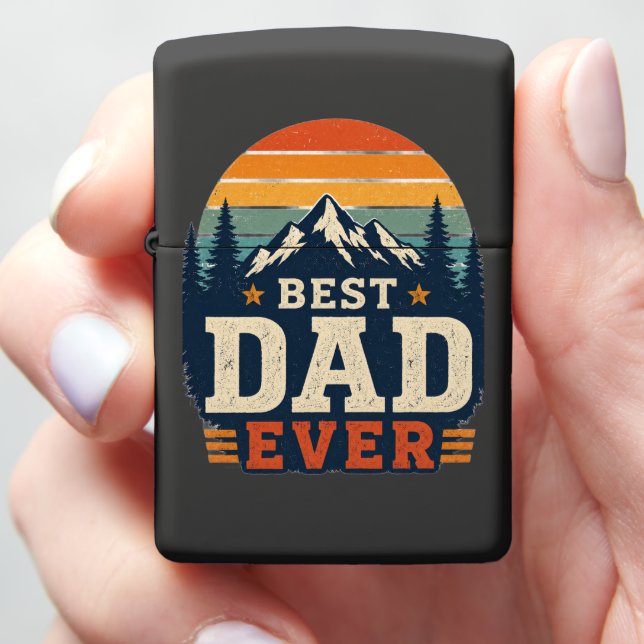 Best Dad Ever Retro Mountain Lighter Design (In Hand)