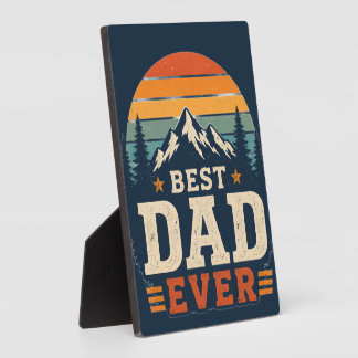 Best Dad Ever Retro Mountain Plaque Sign
