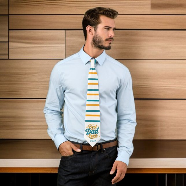 Best Dad Ever | Retro Personalized Father's Day Neck Tie (Creator Uploaded)