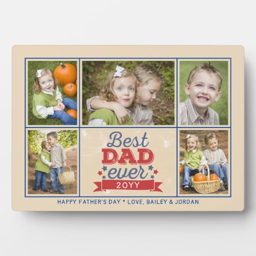 Best Dad Ever Retro Photo Collage Fathers Day Plaque