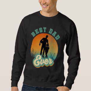 Best Dad Ever Retro Sunset Football Daddy & Son Sweatshirt