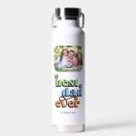 Best Dad Ever Retro Text 2 Photos Water Bottle<br><div class="desc">This water bottle is a perfect gift for dad! The design features two photos with rounded corners and retro text "best dad ever". Personalize with the names of the children.</div>