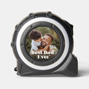 Best Dad Ever Retro Text Photo Tape Measure