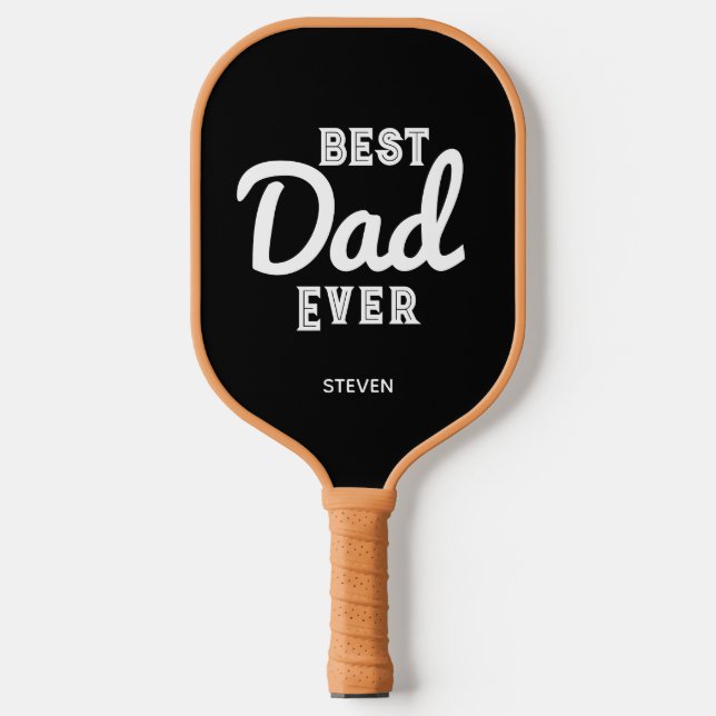 Best Dad Ever Retro Typography Personalized Pickleball Paddle (Front)