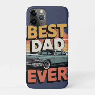 Best Dad Ever Retro Vintage Teal Muscle Car iPhone 11 Pro Case