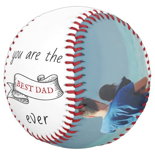 Best Dad Ever Ribbon Father`s Day Photo Collage  Softball - Best Dad Ever Ribbon Father`s Day Two Photo Collage Softball. You are the best dad ever with two photo templates and a simple ribbon. Personalize it with two photos, dad`s name and your names. You can change any text on the softball or erase it. A perfect gift for a dad, a new dad or grandfather on Father`s Day.