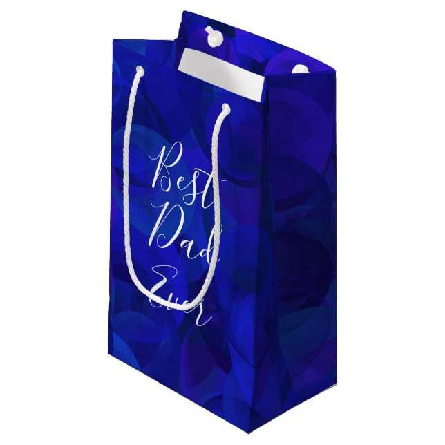 Best Dad Ever Royal Blue Father's Day Small Gift Bag (Front Angled)