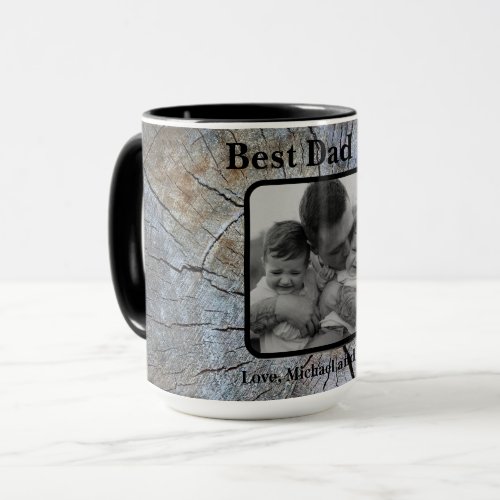Best Dad Ever rustic distressed tree bark Mug