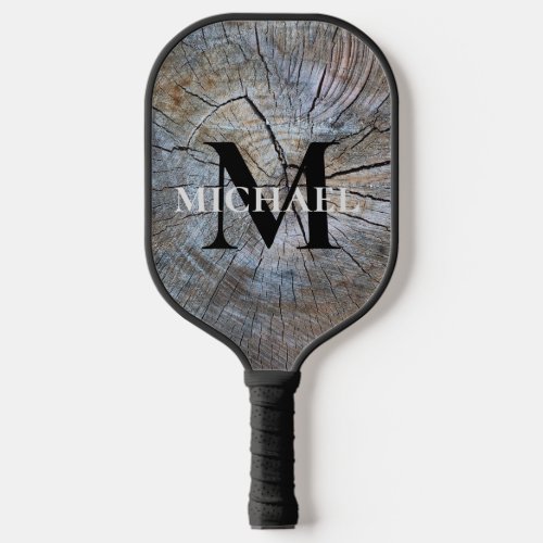 Best Dad Ever Rustic distressed Tree bark pattern  Pickleball Paddle