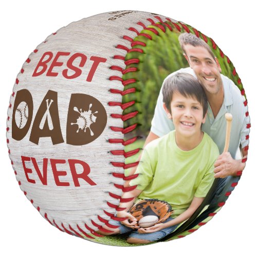 Best Dad Ever Rustic Softball Photo Name Custom 