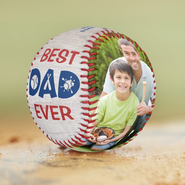 Best Dad Ever Rustic Softball Photo Name Custom  (Creator Uploaded)