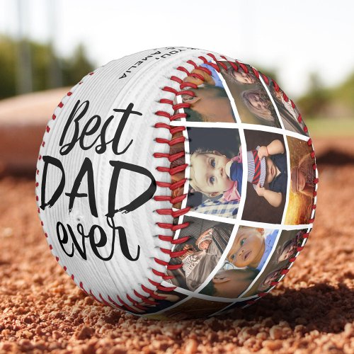 Best Dad Ever Rustic Wood 6 Photo Collage Baseball