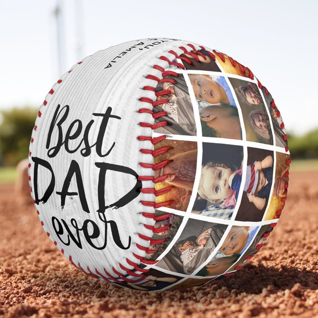 Best Dad Ever Rustic Wood 6 Photo Collage  Softball (Creator Uploaded)