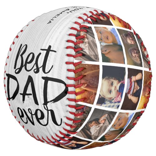 Best Dad Ever Rustic Wood 6 Photo Collage  Softball - Best Dad Ever Rustic Wood 6 Photo Collage Softball. Rustic bright wood background. Collage with 6 photos and modern typography. Add your photos, names and year. Great gift and a sweet keepsake for a dad for Father`s Day, birthday or Christmas.