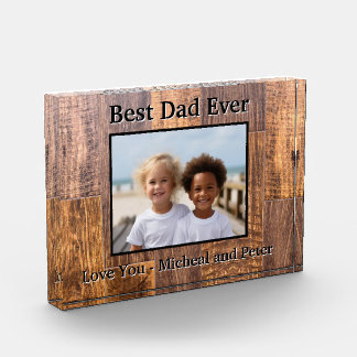 Best Dad Ever rustic wood grain photo template Block