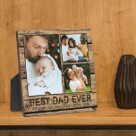 BEST DAD EVER Rustic Wood Photo Collage Plaque<br><div class="desc">Recognize your father as the BEST DAD EVER with this 5.25x5.25-inch photo keepsake easel-back display featuring 3 pictures on a faux rustic brown weathered wood plank background and your custom text. Makes a meaningful gift for his birthday, Father's Day or a holiday. PHOTO TIP: Choose photos with the subject in...</div>