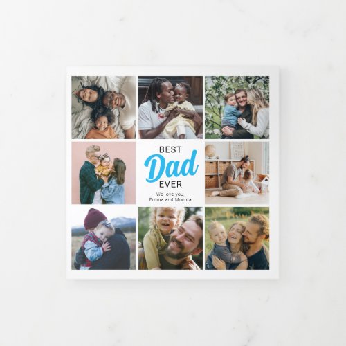 Best Dad Ever Script 16 Photo Collage Tri_Fold Invitation