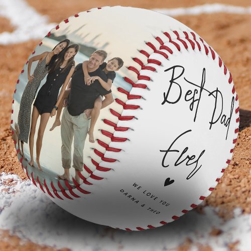 Best Dad Ever Script 2x Photo Baseball