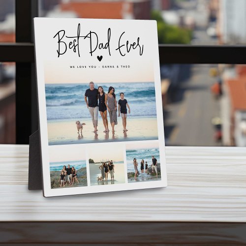 Best Dad Ever Script 4x Photo Collage Plaque