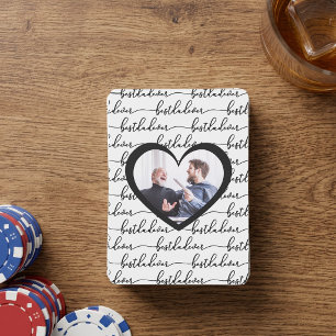 Best Dad Ever Script Black White Photo Poker Cards
