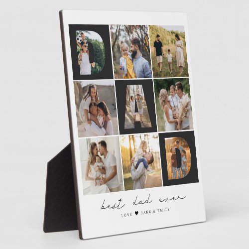 Best Dad Ever Script Dad Photo Grid 9 Photos Gift Plaque