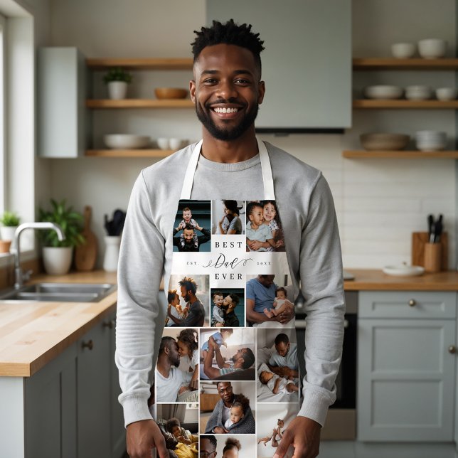 Best Dad Ever Script Fathers Day Photo Collage Apron (Best Dad Ever Script Fathers Day Photo Collage Apron)