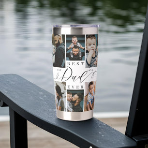 Best Dad Ever Script Father's Day Photo Collage Insulated Tumbler