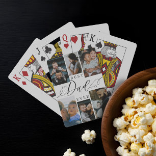Best Dad Ever Script Father's Day Photo Collage Poker Cards