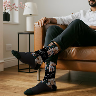 Best Dad Ever Script Father's Day Photo Collage Socks