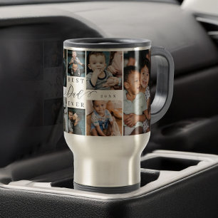 Best Dad Ever Script Father's Day Photo Collage Travel Mug