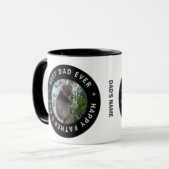 Best Dad Ever Seal Of Approval Black & White Photo Mug (Front Left)