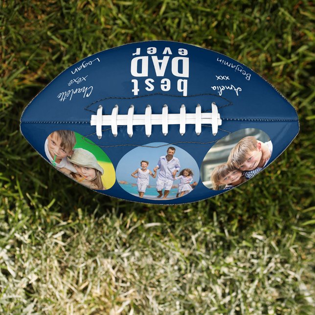 Best Dad Ever Signed Photo Blue Personalized Football (Creator Uploaded)