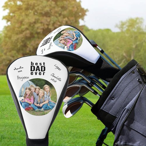 Best Dad Ever Signed Photo White Personalized Golf Head Cover