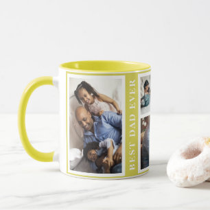 Best Dad Ever simple 5 photo collage yellow Mug
